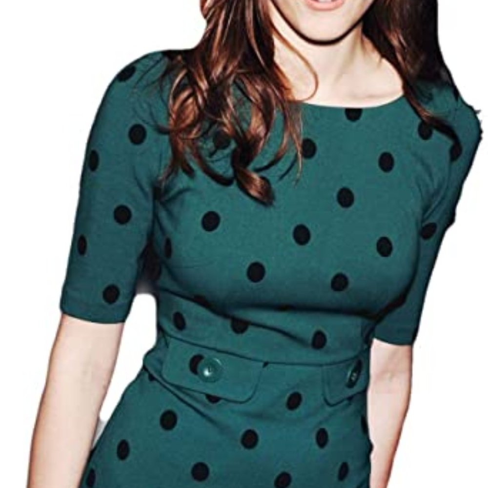 Boden Winter Audrey Dress in Pine Dot